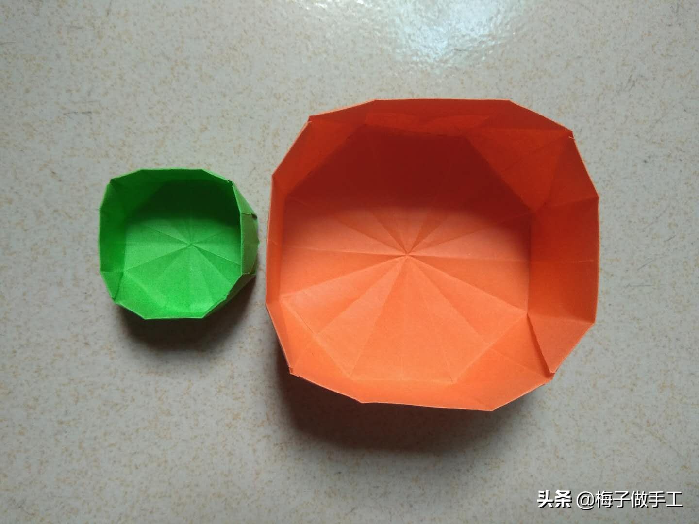 手工折纸饭碗怎么折,折纸手工儿童简单碗