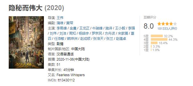 谍战剧排行榜前十名豆瓣评分多少,谍战剧豆瓣评分排行榜前十名