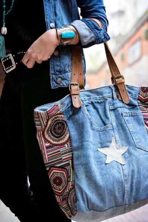 旧的牛仔裤能做什么收纳,旧牛仔裤不要扔改一个包包