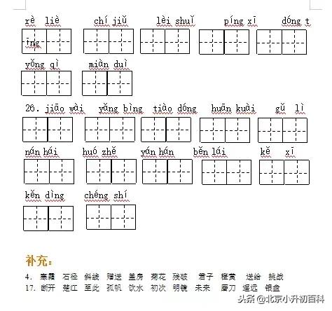 部编版1-6年级语文上册必背内容,语文六上部编版字词听写
