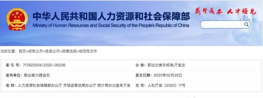 2019年4月宣布的13种新型职业 (2020年7月国家发布9个新职业)