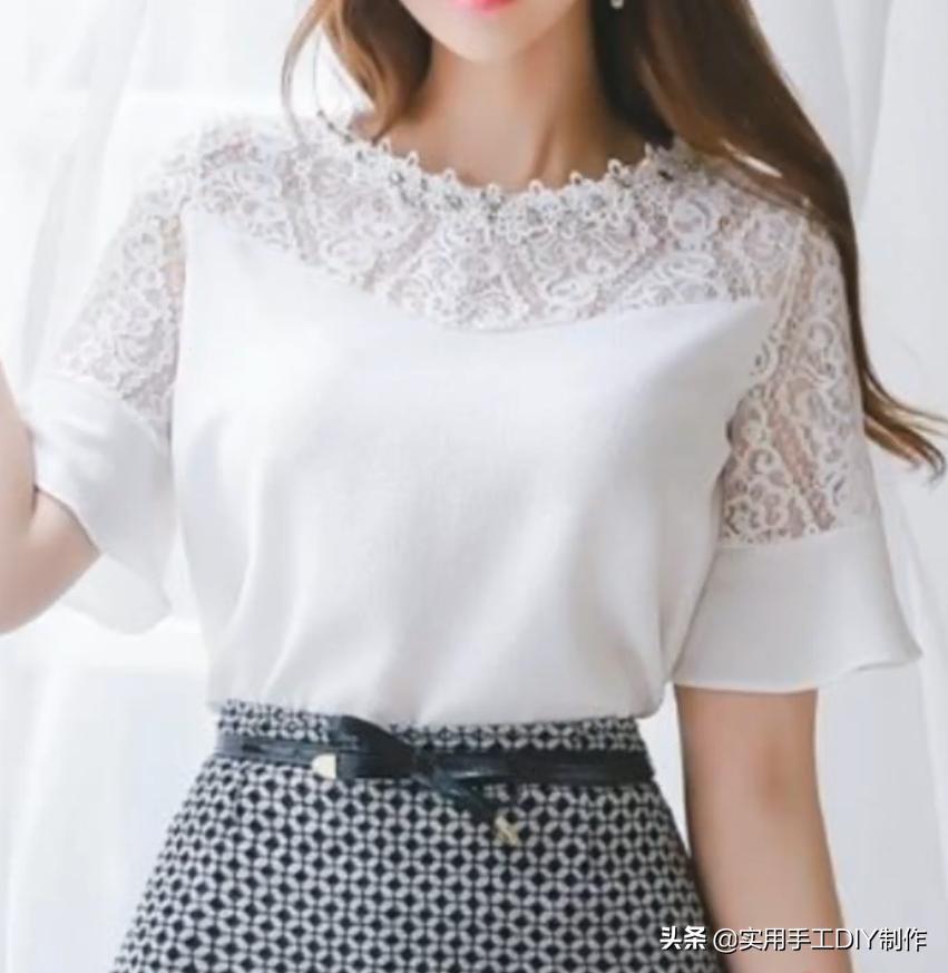 衬衫蕾丝上衣女设计感,新款设计感小众女装长袖蕾丝衬衫