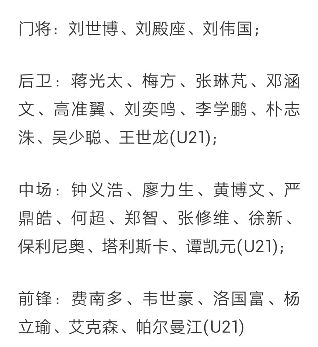 恒大23人大名单,恒大现5位门将