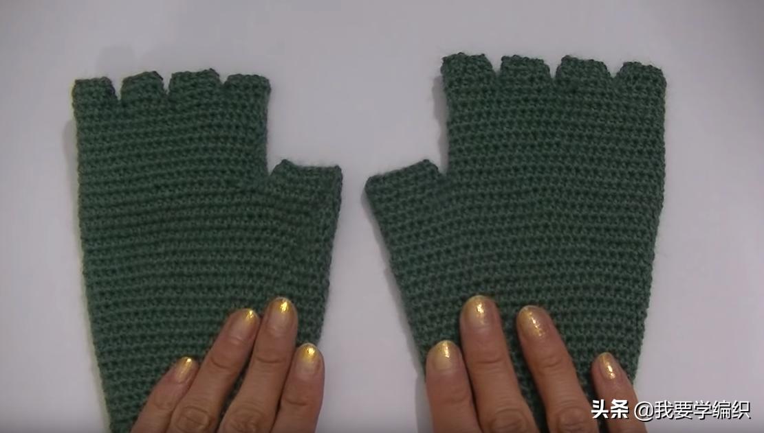 最新单指手套编织教程,半指手套的编织方法简单好看