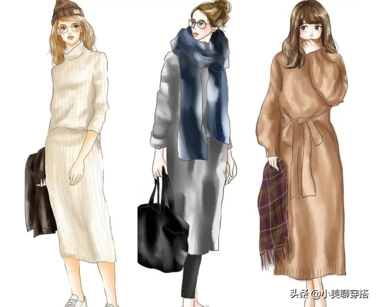 日系手绘春季穿搭,冬季穿搭没灵感40套超好看的搭配