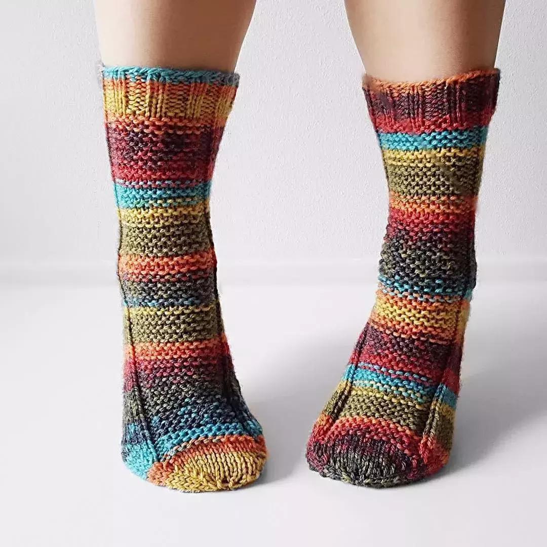好看毛线袜棒针编织,简单厚实的毛线袜花样