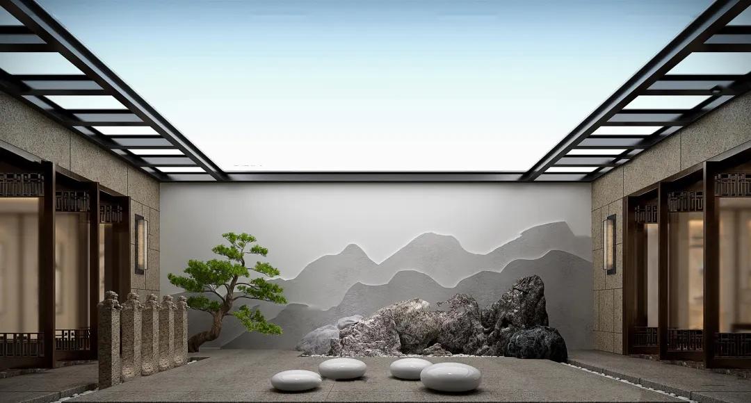 日式庭院景观设计3d图,日系庭院设计建模