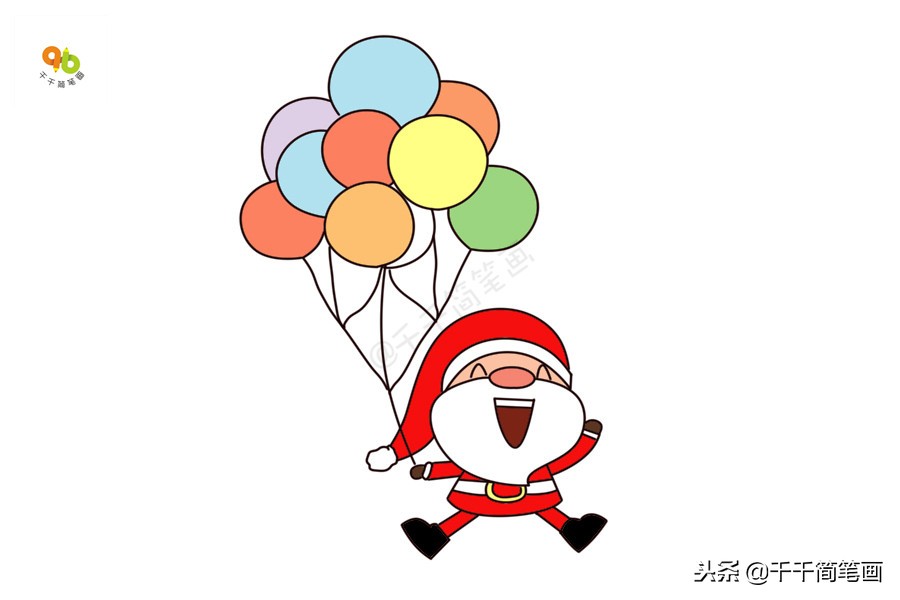 圣诞节驯鹿和圣诞老人的简笔画,儿童简单的圣诞老人简笔画