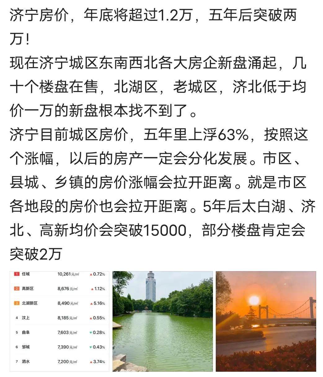 济宁市市区的商品房2021年年底突破1.2万五年内突破2万有没有可能