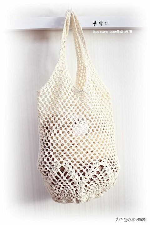 钩针网格购物袋图解,菠萝花钩针蛋袋
