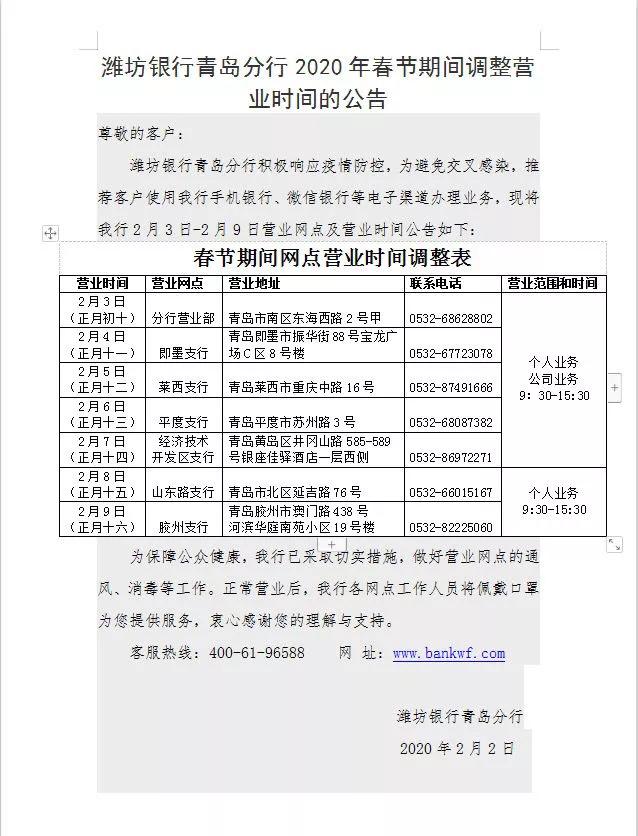 青岛银行网点营业时间,青岛银行最新信息