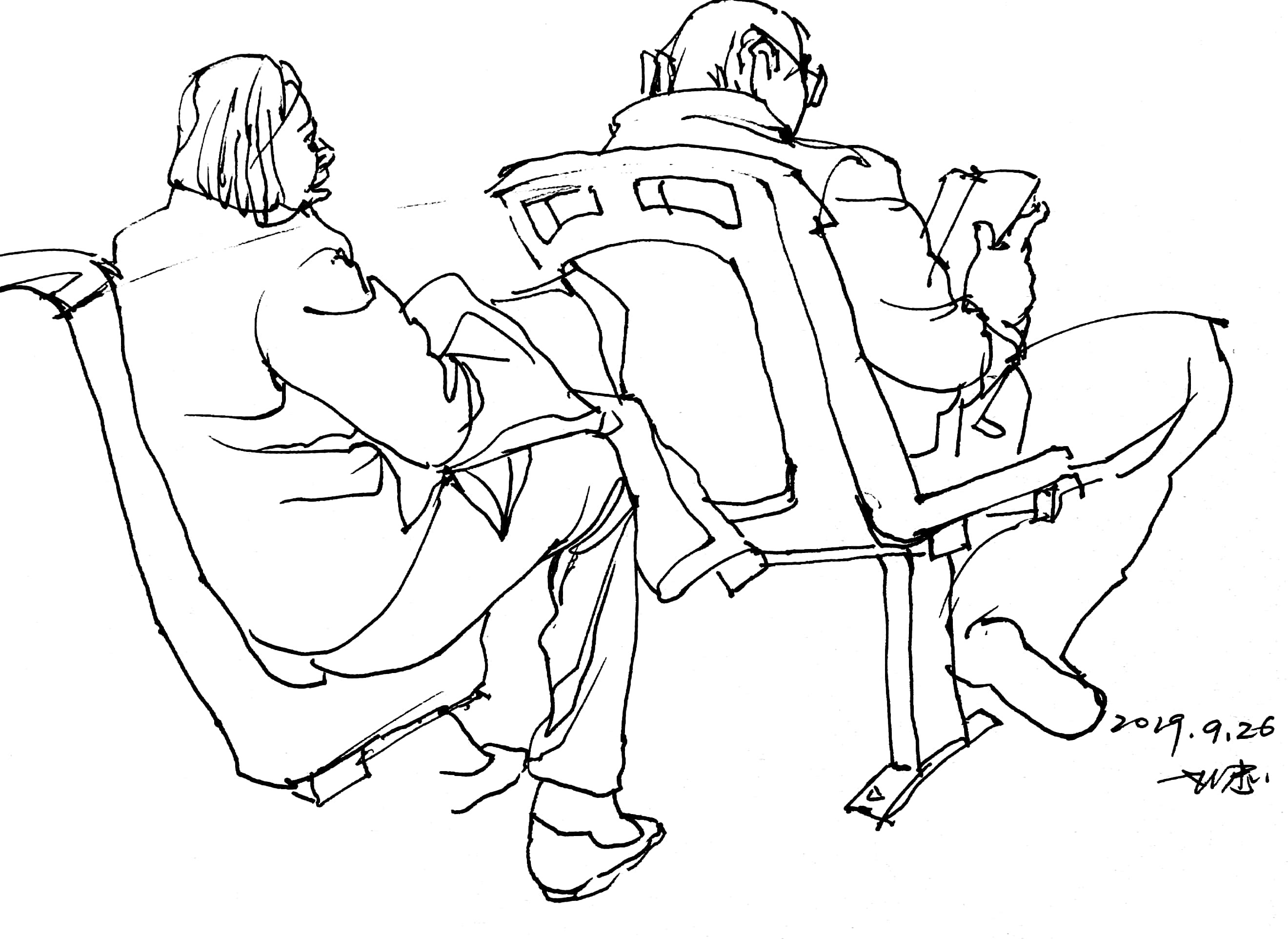 亲切友好的钢笔画速写