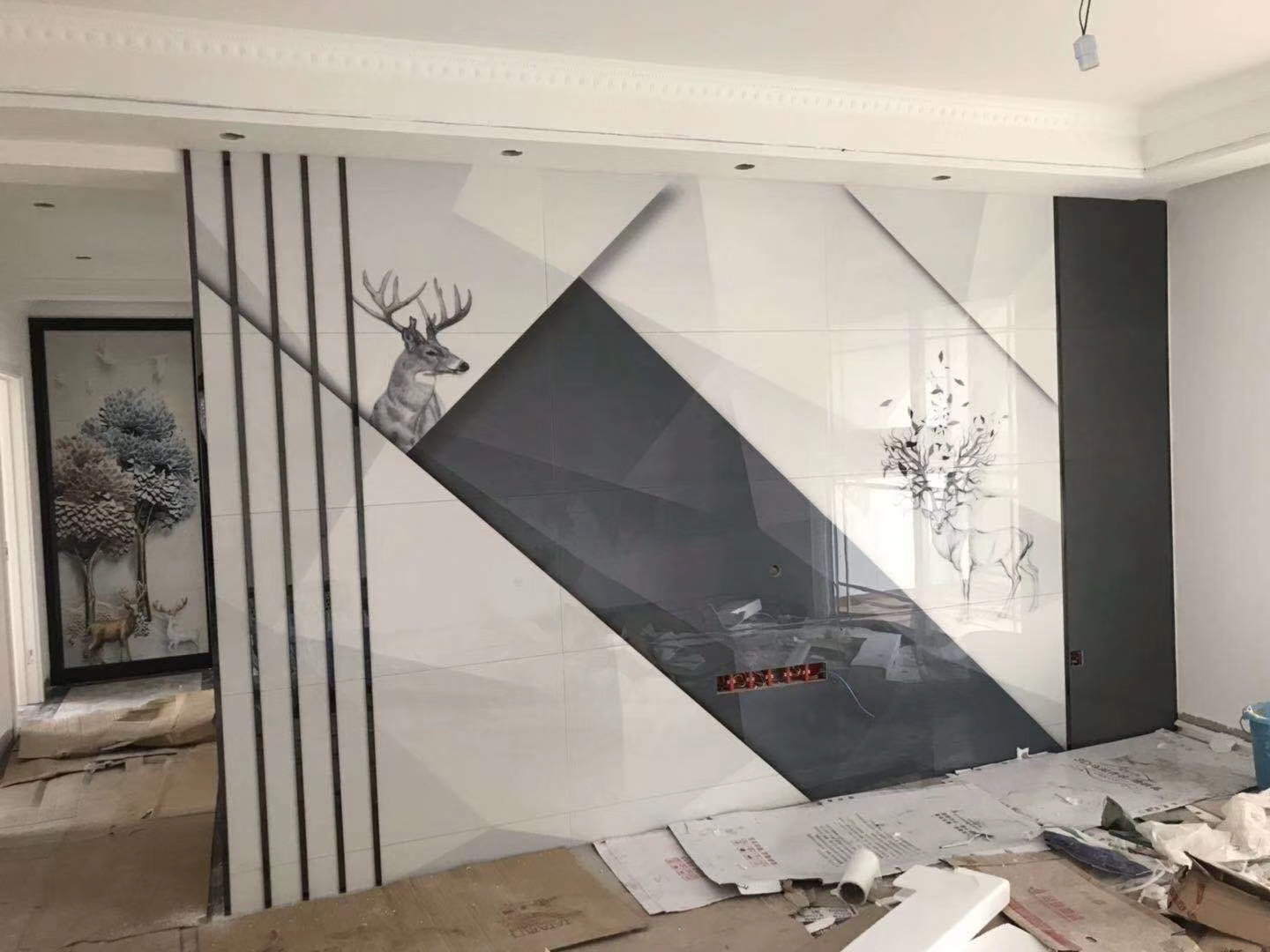 石材背景墙瓷砖颜色搭配效果图,极简大理石瓷砖背景墙效果图