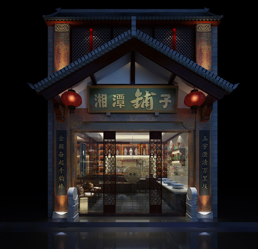 酒店门头门脸设计效果图,门面门头设计效果图大全