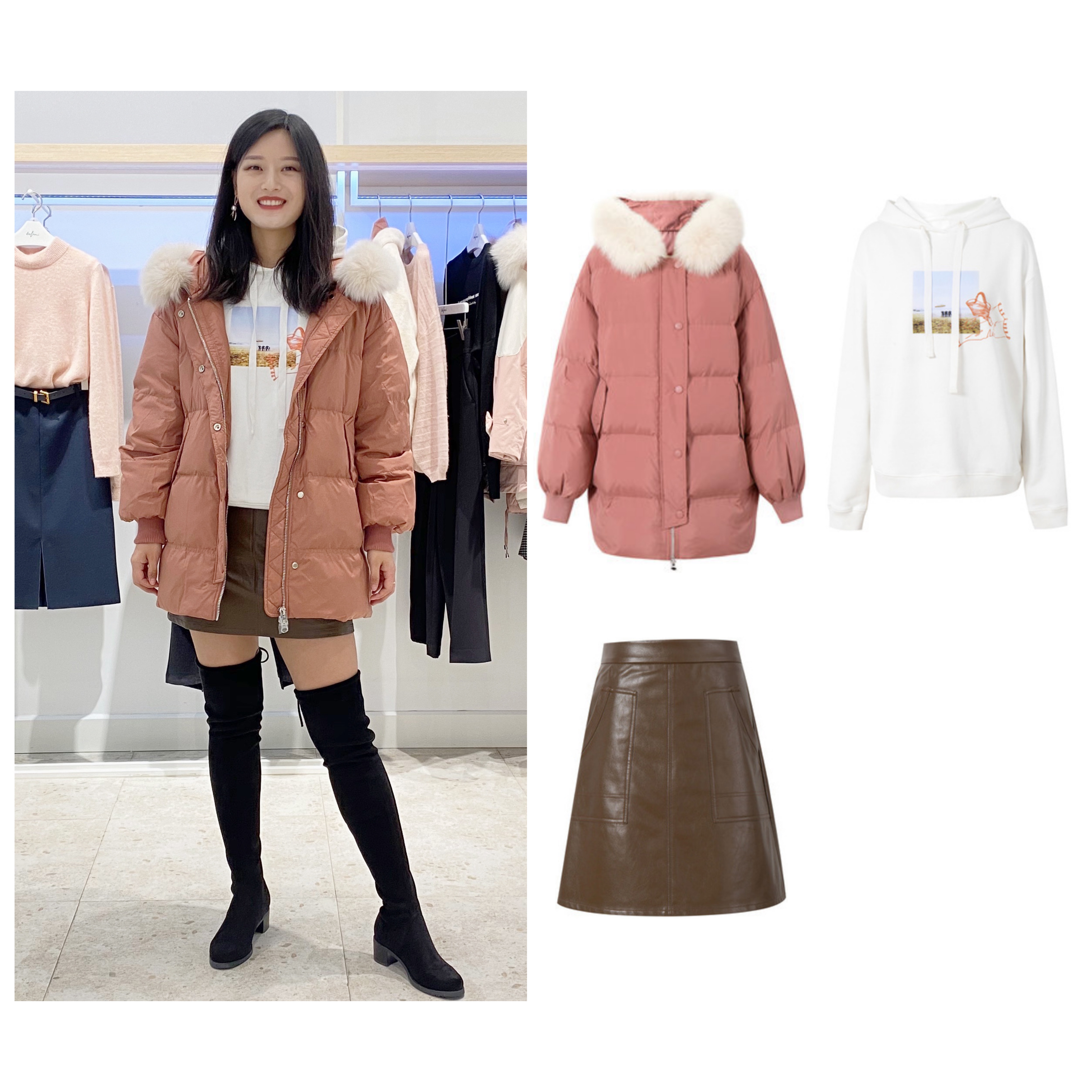 伊芙丽大毛领羽绒服,伊芙丽新款羽绒服穿搭