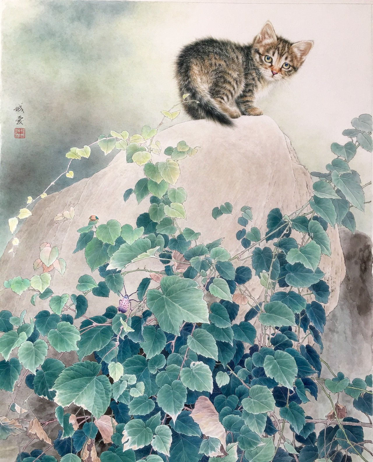邢诚爱工笔画猫的图片,邢诚爱工笔画猫兔子高清大图