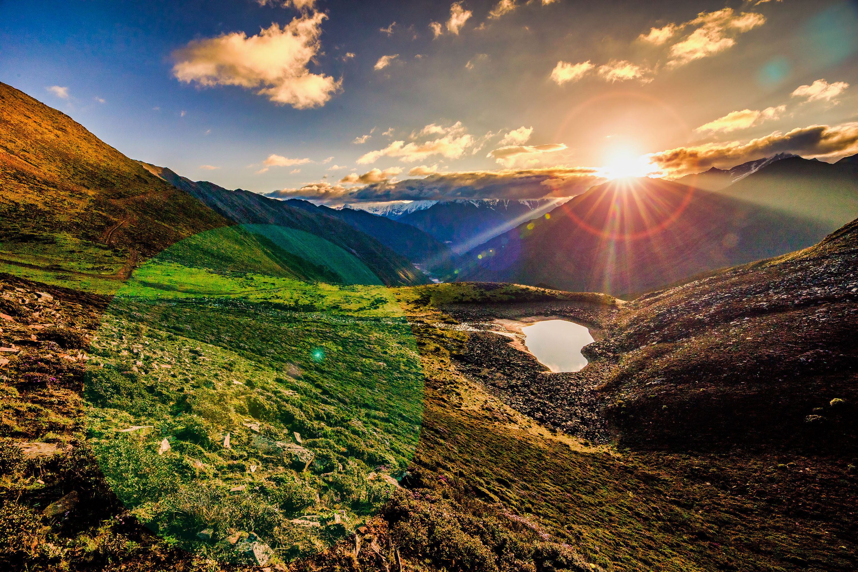 贡嘎雪山自由旅拍,里索海贡嘎雪山全景