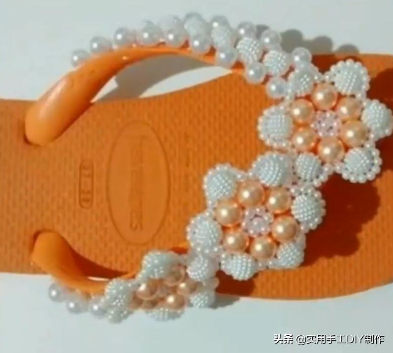 复古人字凉鞋串珠,手工串珠编织拖鞋