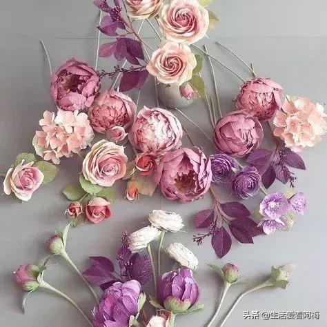 皱纹纸花朵手工艺术,纸艺玫瑰花的制作方法皱纹纸