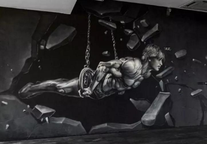 健身房家装墙绘,适合健身空间的墙绘