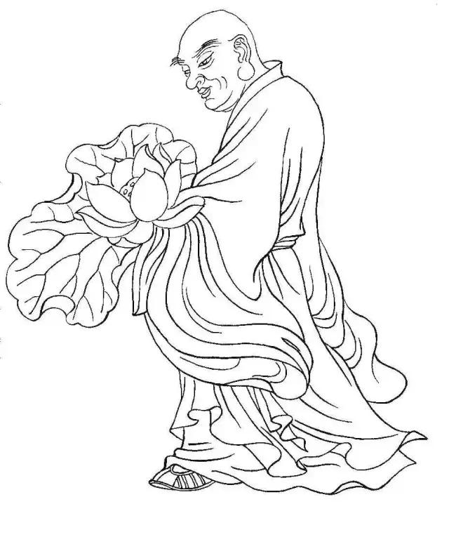 白描罗汉全本,罗汉白描100幅