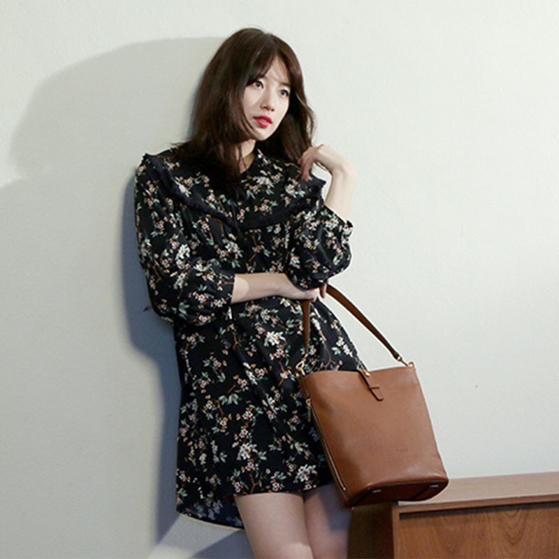 韩国美女加厚连衣裙,韩国女裙子中长款