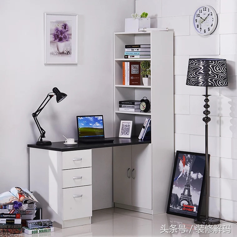 书柜电脑桌一体颜色搭配最新款,衣柜书柜电脑桌组合拐角