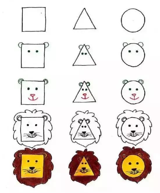 简笔画用半圆画小动物,几何对称图形简笔画