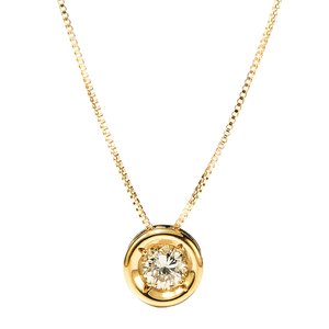 唐嫣同款钻石锁骨项链中国黄金,唐嫣同款女士经典圆形单钻项链
