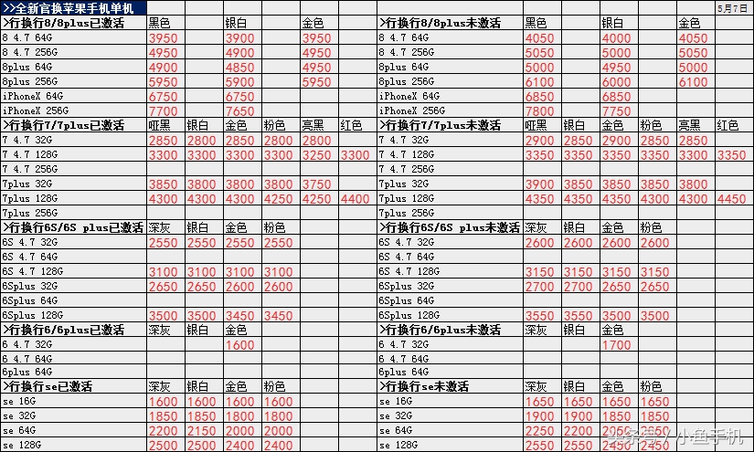 5月8号苹果手机售价多少,苹果手机渠道报价6月