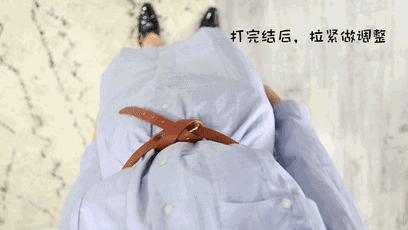 大衣腰带后面打结方法,女士风衣腰带打结方法