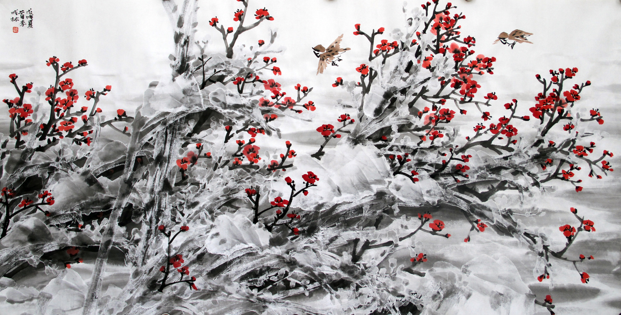 名家笔下的雪景花鸟作品,名家笔下的雪景花鸟欣赏