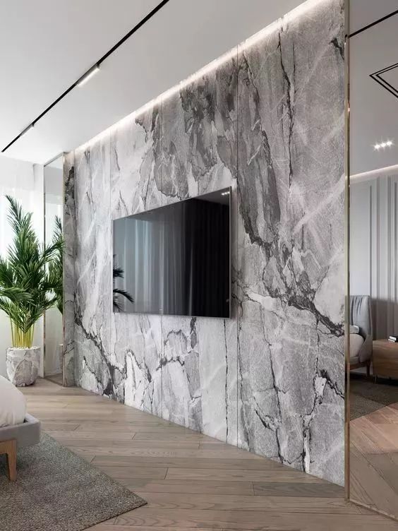 客厅电视背景墙简约小柜子效果图,2021现代简约背景墙效果图客厅