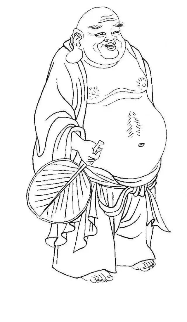 罗汉白描画稿,小写意罗汉图白描