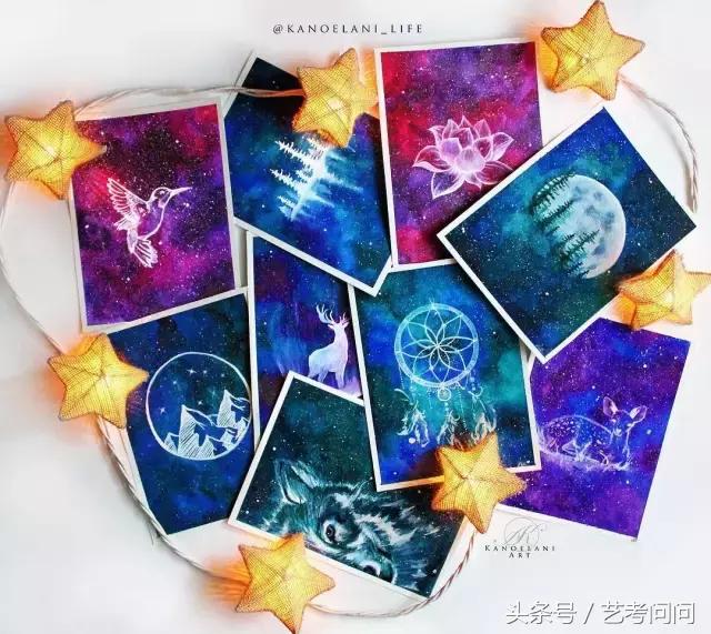 星空图片手绘水彩画视频,三至五年级水彩画星空画
