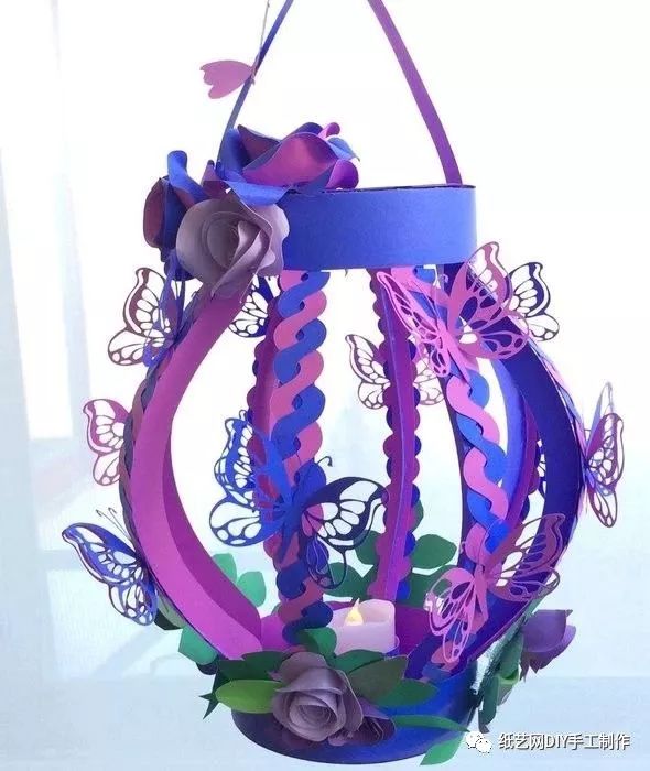 手工折纸古风灯笼长方形手提宫灯,如何固定纸雕灯笼图片教程