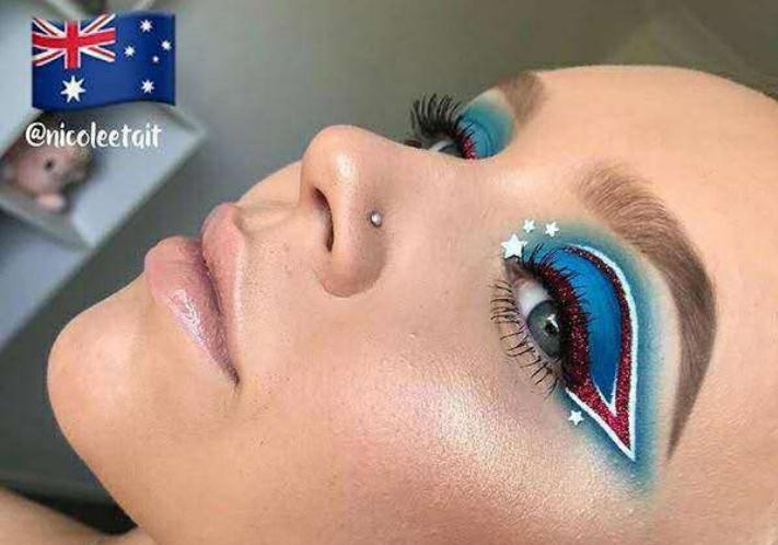 世界杯主题眼影图片大全,红色眼影世界杯