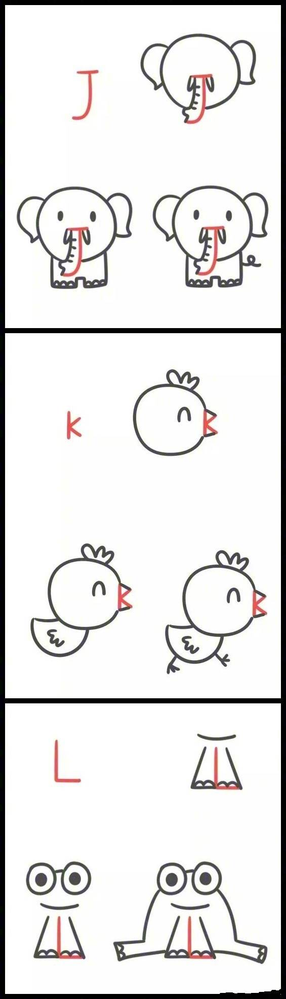 从a到z的字母来画小动物,怎样用英文字母画小动物