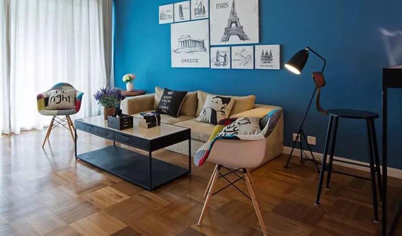 北欧简约客厅沙发地毯,北欧不吊顶客厅软装搭配效果图