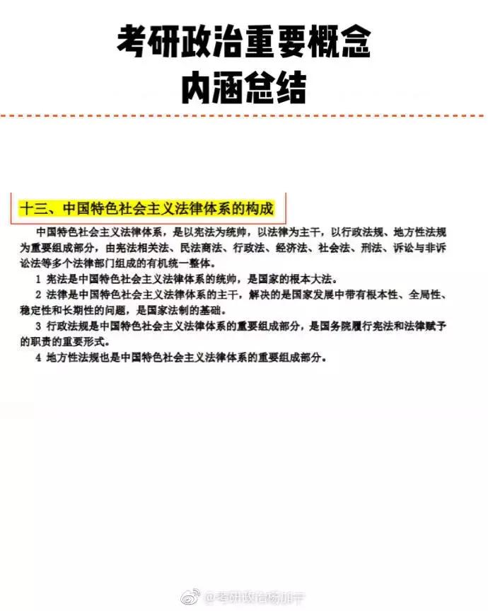 腿姐核心理论背诵，杨加宁政治重要概念内涵框以及张宇总结