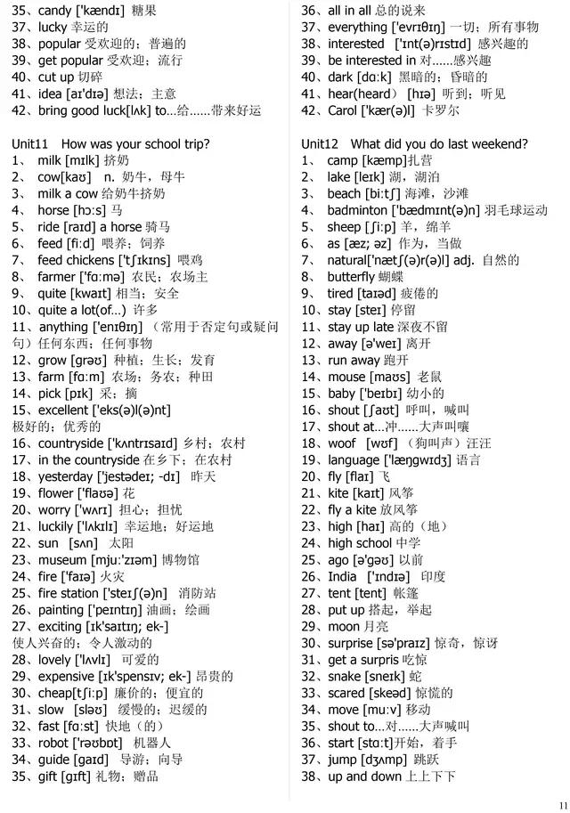 七年级下册英语单词表全部仁爱版,七年级下册英语单词表全部外研版