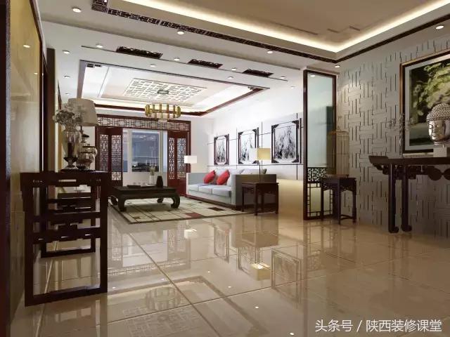 中式无主灯客厅吊顶效果图,80平客厅法式吊顶