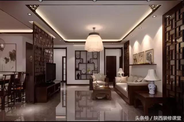 中式无主灯客厅吊顶效果图,80平客厅法式吊顶