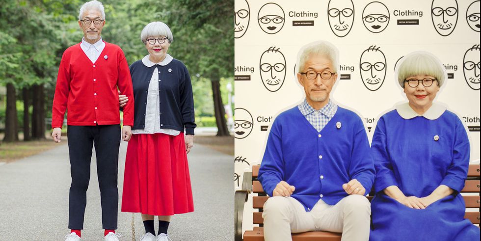 日本网红夫妇穿搭七十岁,日本bonpon夫妇穿搭