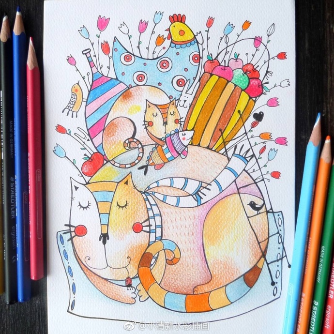 动物暖心卡通手绘插画,动物插画手绘背景图