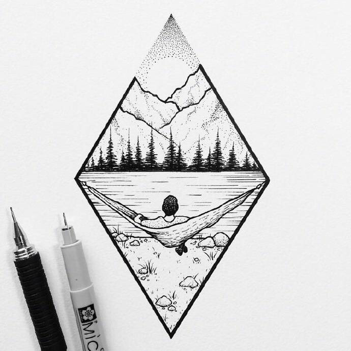 针管笔手绘小插画,针管笔手绘花卉插画