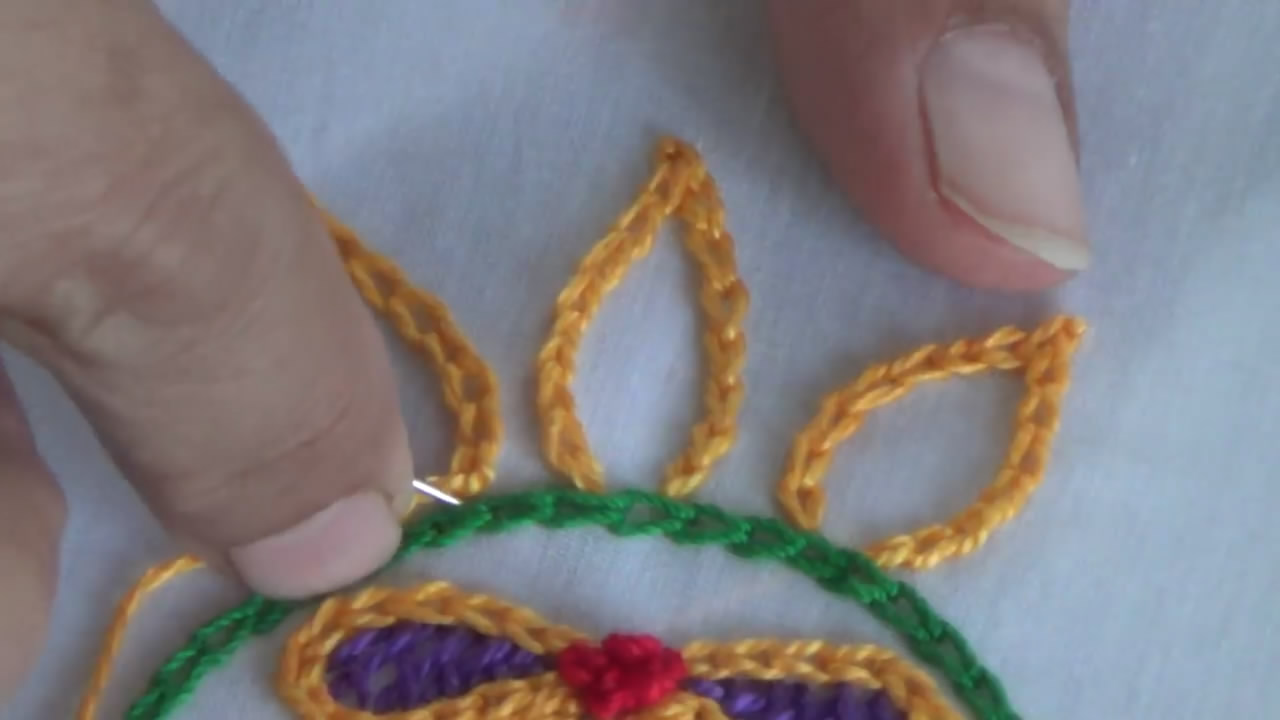 绣毛线小花朵针法简单教程,简单毛线刺绣入门针法