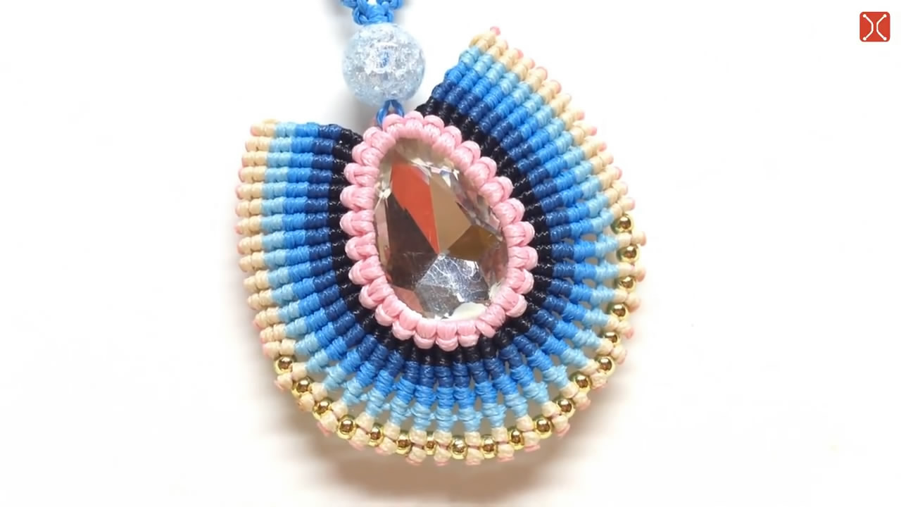 水晶编绳项链吊坠教程,水晶项链编织法带吊坠的