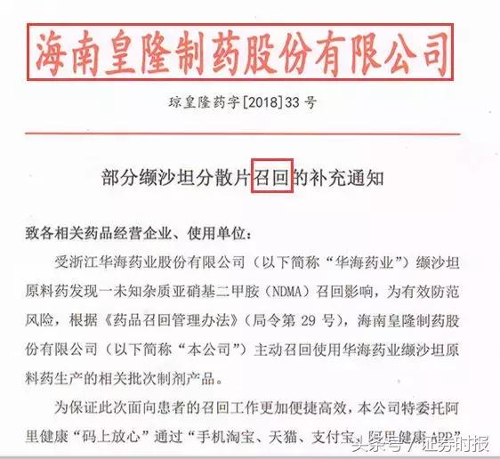这款治疗高血压的原料药检出2A类致癌物，5企业相关产品召回
