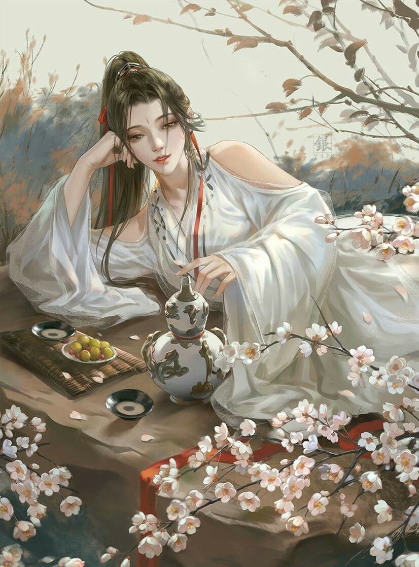 十二星座相对应的手绘白衣女子，各个仙气十足，金牛座是第一美人